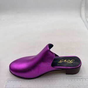 FOWT Purple Round Toe Mules Slip On Retro Loafer Low Chunky Thick Heel Slippers